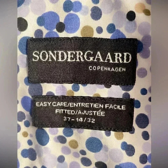 Sondergaard abstrect dot patterned button down long sleeve dress shirt 14.5 - Picture 4 of 5